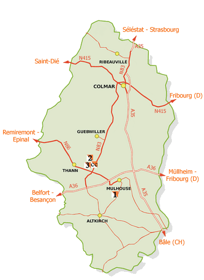 Situation du centre de courses et des 3 étapes